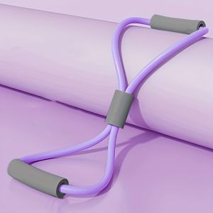 สายยางยืดออกกำลังกายแบบพกพา 1 ชิ้น อุปกรณ์ฟิตเนสสำหรับใช้ในบ้าน รูปทรงเลข 8 เชือกแรงตึงสำหรับโยคะ สายยางยืดต้านทานสำหรับบริหารไหล่และหน้าอก