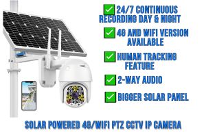 24/7 All Day Continuous Recording Outdoor Waterproof Solar Power 1080p 4G WIFI PTZ CCTV Camera