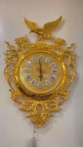 Đồng hồ treo tường chất liệu mạ vàng 24k họa tiết tinh tế tân cổ điển sang trọng DHV7