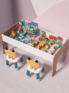 Real Wood Building Block Study Table for Kindergarten Children Toy Game Desk Suitable for 1-6 Years Old Boys And Girls