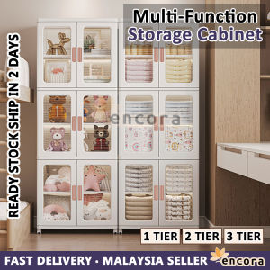 Encora Multilayer 2 Door Box Stackable Foldable Storage Box Wardrobe Storage Cabinet With Wheel Kotak Baju Lipat