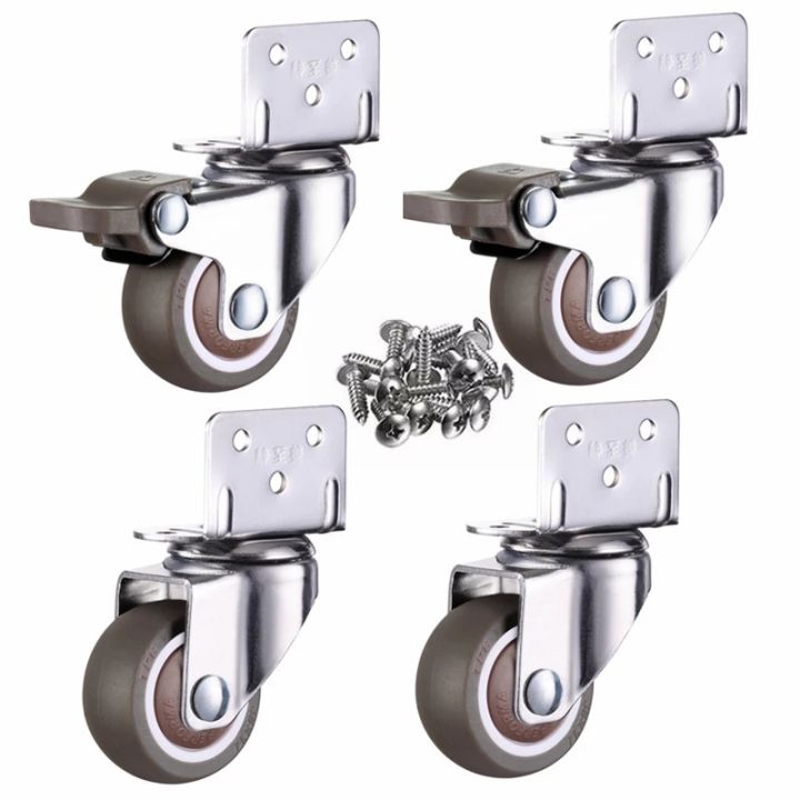 4pcs Furniture Casters Wheels Soft Rubber Swivel Caster Quite Roller