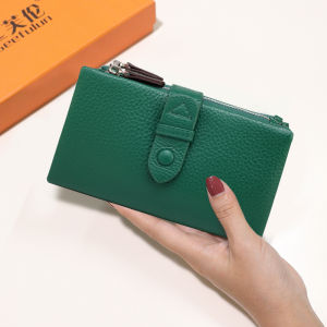 SIFULUN | Leather Short Wallet for Women Multiple Card Slots Zipper Coin Pocket Yellow