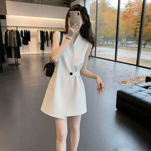 XUECAIQI | Sleeveless V-neck Business Chic Dress A-line Summer Style