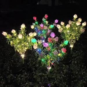 SXH  Solar Energy Gardenia Simulation Festive Lantern LED Garden Garden Decoration Lawn Winter Cherry Plants Outdoor Waterproof Ambience Light