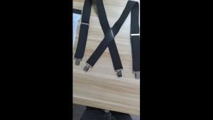 Mens Suspenders Wide X-Back Adjustable Solid Straight Heavy Duty Clip Suspenders for Work Jeans