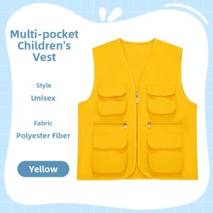 Custom Logo Printed Kids Vest Multi Pocket Mesh