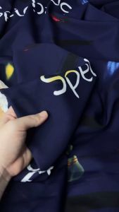 VẢI LỤA 75D HỌA TIẾT CHỮ NỀN XANH ĐEN-KHỔ 1.5M-VẢI NHÀ PHẠM