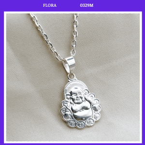 FLORA 0329M - [Có bán lẻ] Dây chuyền bạc ta mặt hình phật ông địa dành cho bé
