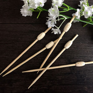 Bộ Đồ Ăn Trưa Một Lần Bánh Mì Hamburger Fruits Sugar Stick Artistic Bamboo Skewers Fruit Forks Flower Tags Party Supplies