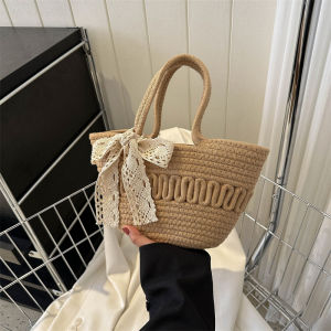South Korea Ins Hand-Woven Small Handbags Womens 2023 New Arrival Pastoral Style Woven Bag Vegetable Basket Handbag