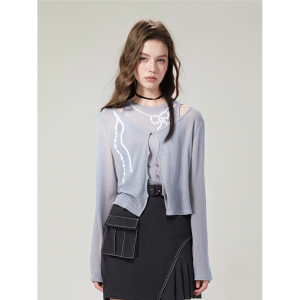 Spring 2025 Slim Fit Long Sleeve Knitted Pearl Set Womens Fashion Top Bottom Ensemble Button Style Two-Piece Suit