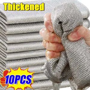 【TaroBall】10Pcs Magic Dishcloth Rust Removal Cleaning Cloth Reusable Non Stick Oil Dishcloth Pot Steel Wire Cleaning Rag Magic Dish Towel