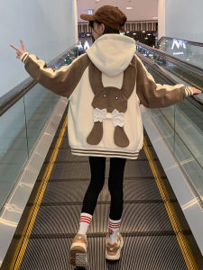 Girls Fleece Lined Hooded Jacket Thick Warm Coat for Autumn Winter Childrens Clothing Korean Style Kids Outerwear