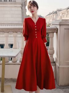 Váy Dạ Hội Cổ Chữ V Dài Vừa Phải Sang Trọng Thường Ngày Hẹn Hò Đám Cưới Váy Cưới Váy Dự Tiệc Váy Chữ a Váy Dự Tiệc