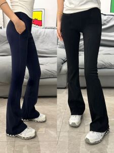High Waist Bell Bottom Pants for Women Casual Yoga Long Trousers Lulu Groove Pocket Style 30 Inch Core Absorption Naked Sensation