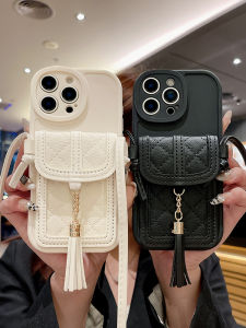 กระเป๋าใส่เหรียญพร้อมห้อยคอแบบสะพายข้างสำหรับ Apple 17Promax iPhone 15Pro รุ่นใหม่ 16Plus พร้อมสายรัดแบบสะพายข้างสำหรับผู้หญิง
