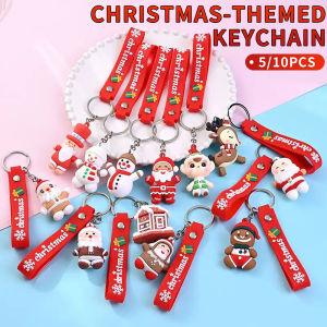 5/10PCS Christmas Cartoon Keychain Ring - Perfect Small Gift For Boys And Girls - Snowman And Christmas Tree Decorations
