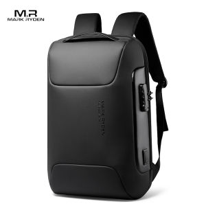 MARK RYDEN Mens backpack large-capacity travel bag 15.6-inch laptop bag anti-theft combination lock simple and casual water-resistant fabric festival giftMR9116