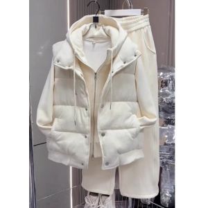 LIANGYILAILIN | Fashionable Sporty Womens Set Short-Sleeve Hoodie and Sleeveless Vest 3 Pieces