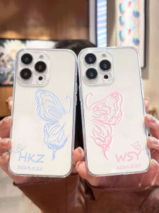 Butterfly Couple Phone Case Customized for Apple 16promax Phone Case Iphone14plus Fancy Xiaomi 15pro Huawei P60 All-Inclusive Lens Transparent Case Glory Vivox100