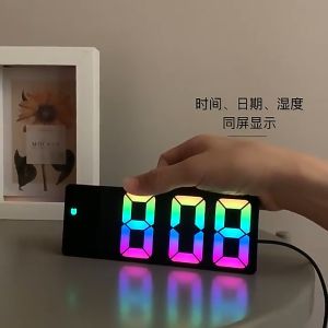 INS LED Digital Clock Alarm Clock Voice Control USB Table Clock 12/24H Format Snooze Function 3 Brightness Adjustable 3 Alarm Modes for Home Bedroom Office