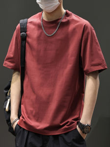 Wine Red Ice Silk Short Sleeve Big Size Men T-Shirt