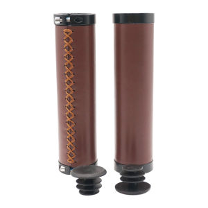 Retro Leisure Grip Universal Hand Sewn Grip PU Leather Grip Bicycle Grip Shock Absorbing Folding Bike Scooter Bike Handlebar