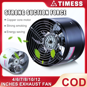 Cylinder Exhaust Fan 4/6/7/8/10/12 Inch All Metal Duct Air Ventilator Inline Exhaust Fan Industrial Window Exhaust Fan Indoor Ventilation Oil Fume Duct Fan Mini Extractor Bathroom Toilet Wall Fan Duct Fan Low Noise Exhaust