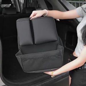 SEAMETAL Car Boot Storage Bag Leather Car Seat Back Hanging Bag Detachable Car Trunk Storage Organizer