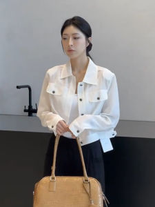 Elegant Polo Collar Open Cardigan Shirt Womens High-End Lightweight Anti-Aging Casual Versatile Long Sleeve Sunscreen Clothes