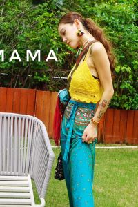 Bohemian Style Half-length Skirt Tropical Floral Print High-waisted Beach Vacation Long Skirt Womens Cotton Gauze Skirt