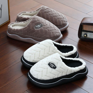 รองเท้าแตะผ้าฝ้ายสำหรับผู้หญิงในบ้าน ฤดูใบไม้ร่วงและฤดูหนาว รองเท้าแตะแบบมีพื้นหนา กันลื่น อบอุ่น พื้นรองเท้า EVA สวมใส่สบาย