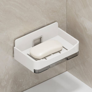 High-End Double Layer Soap Dish Draining Wall Mounted Bathroom Shelf No Drilling Required Household Personal Care Tool