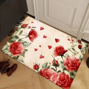 Thảm Chùi Chân Hình Trái Tim VIKAMA Rose Heart Thảm Trong Nhà Mềm Mại Ấm Cúng Hấp Thụ Âm Thanh Cho Phòng Ngủ Sảnh Vào - Chất Liệu Nỉ Chống Trượt Chống Thấm Nước Trang Trí Nhà Cửa