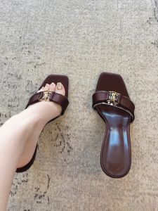 Giày Cao Gót Đế Xuồng Mũi Vuông Màu Nâu Thời Trang Mùa Hè Mới Cho Nữ Giày Cao Gót Thanh Lịch Giày Đế Bằng Giày Cao Gót