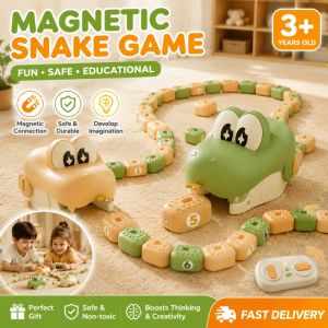 STEM Gift Magnetic Snake Game RC Car Toy - 2 Pack Educational Parent-Child Interactive Puzzle with Remote Control & Rechargeable for Kids