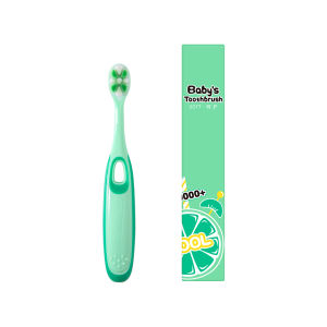 Children 3-12 years old ten thousand hair soft bristle toothbrush three colors available. Brush head with dust jacket