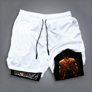 Bandai | Dragon Ball GOKU Vegeta Anime Printed Double Layer Shorts 2025 American Summer Mens and Womens Fashion Sports Shorts