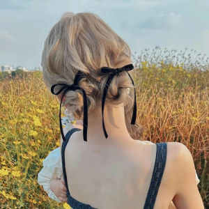 Double-Sided Velvet Ribbon Small Bowknot Barrettes Retro Minimalist French Hair Accessories Headdress Black Edge Clip a Pair of Hairclips Hairpin