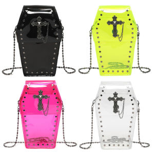 MOJOYCE Womens Clear Jelly PVC Shoulder Bag with Punk Chain Small Crossbody for Trendy Looks