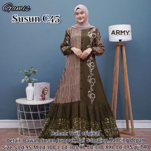 Gamis Susun Batik cap Pekalongan Pakaian wanita Bahan Twil original