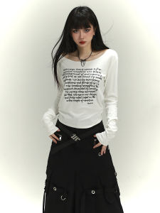 Ghost Girl 2025 Early Autumn Outfit Set New Style Womens Long Sleeve White T-Shirt American Cool Spicy Girl Style Streetwear