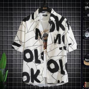 LIIEN NOOS | Trendy Loose Fit Letter Print Short Sleeve Shirt