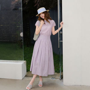 Silk Wool Blend Purple Sleeveless Pleated Skirt Set