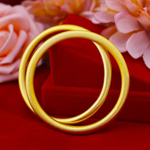 Ancient Inheritance 5mm Thick Gold Loop Bracelet Sandy and Glossy Gold Bangle Charm Bracelet for Women Girls