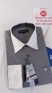 [Việt Tiến Sale] Sơ Mi Dài Tay - Regular (Suông) - Vạt Bầu - Kẻ sọc đen