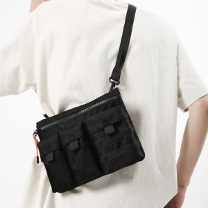 Casual Sporty Mens Crossbody Bag Fashionable Streetwear Hip Hop Nylon Material Zipper Closure Pure Color Leisure Scene