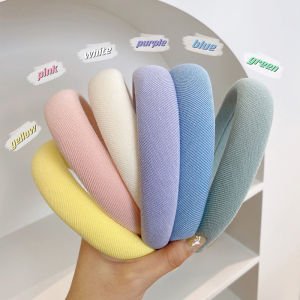 Korean Wide Edge Sponge Solid Color Hairband High Hairline Women Summer Popular New Style Outdoor Versatile Fashionable Hairband