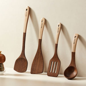 Premium Zebrawood Spatula for Non-Stick Pans - High Heat Resistant Cooking Utensil Smooth & Durable Wooden Spoon for Frying Stirring & Serving Crack & Mold Proof